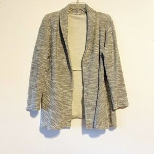 𝅺KEREN Hart Open Front Cardigan Sweater White Black Heathered M/L ?